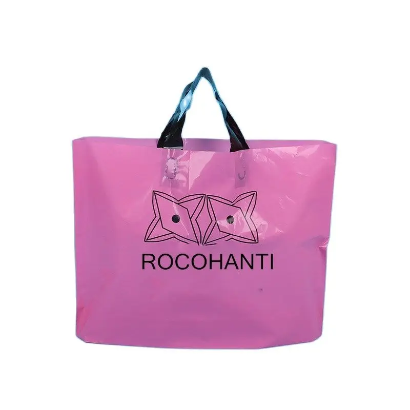 100pcs Thank You Bags Plastic Shopping Bags with Soft Loop Handle for Retail Stores, Boutiques, Wholesale Small Gift Bags