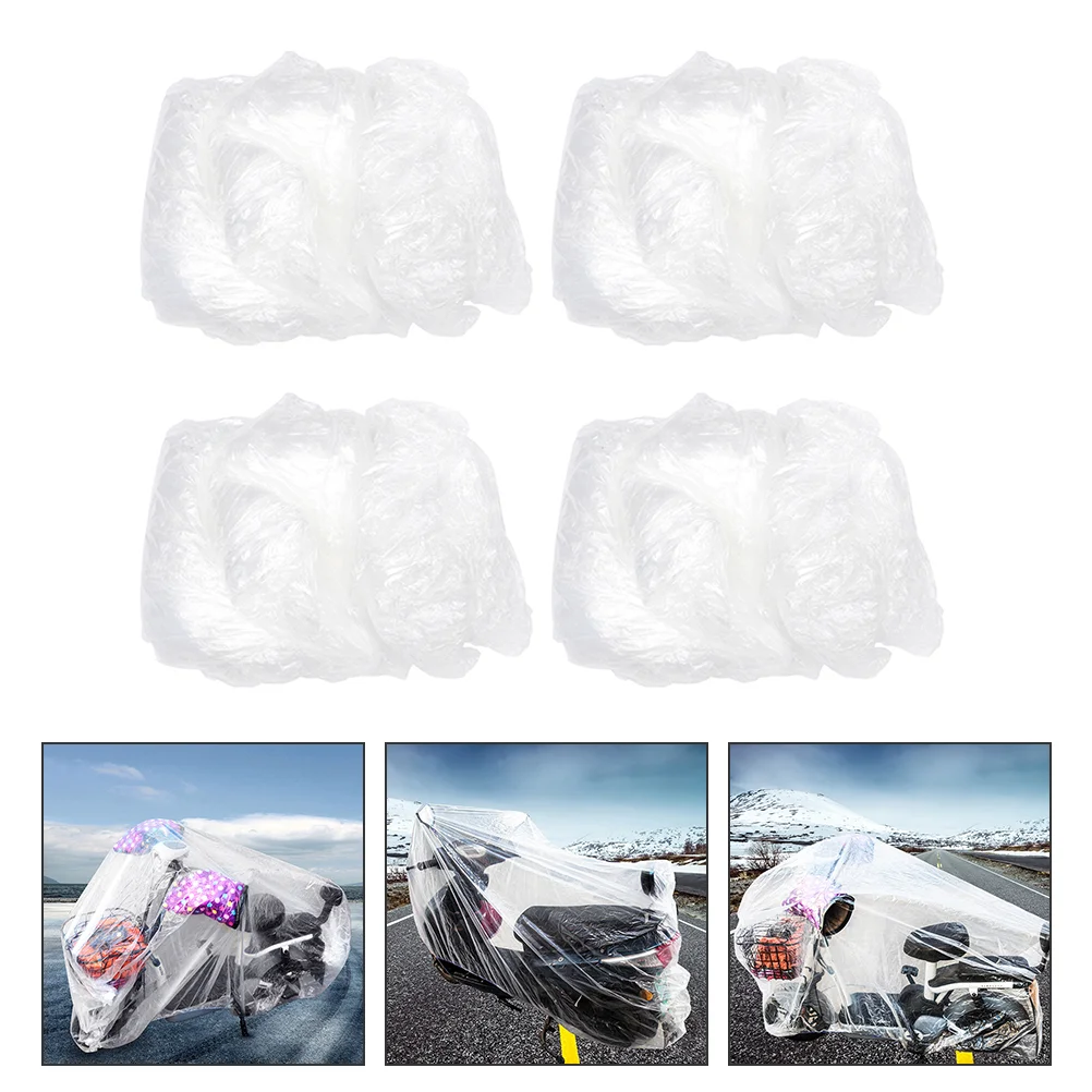 4 Pcs Disposable Car Cover Motorcycle Covers Case Waterproof Moped Clear Scooter Bike Outdoor Protective