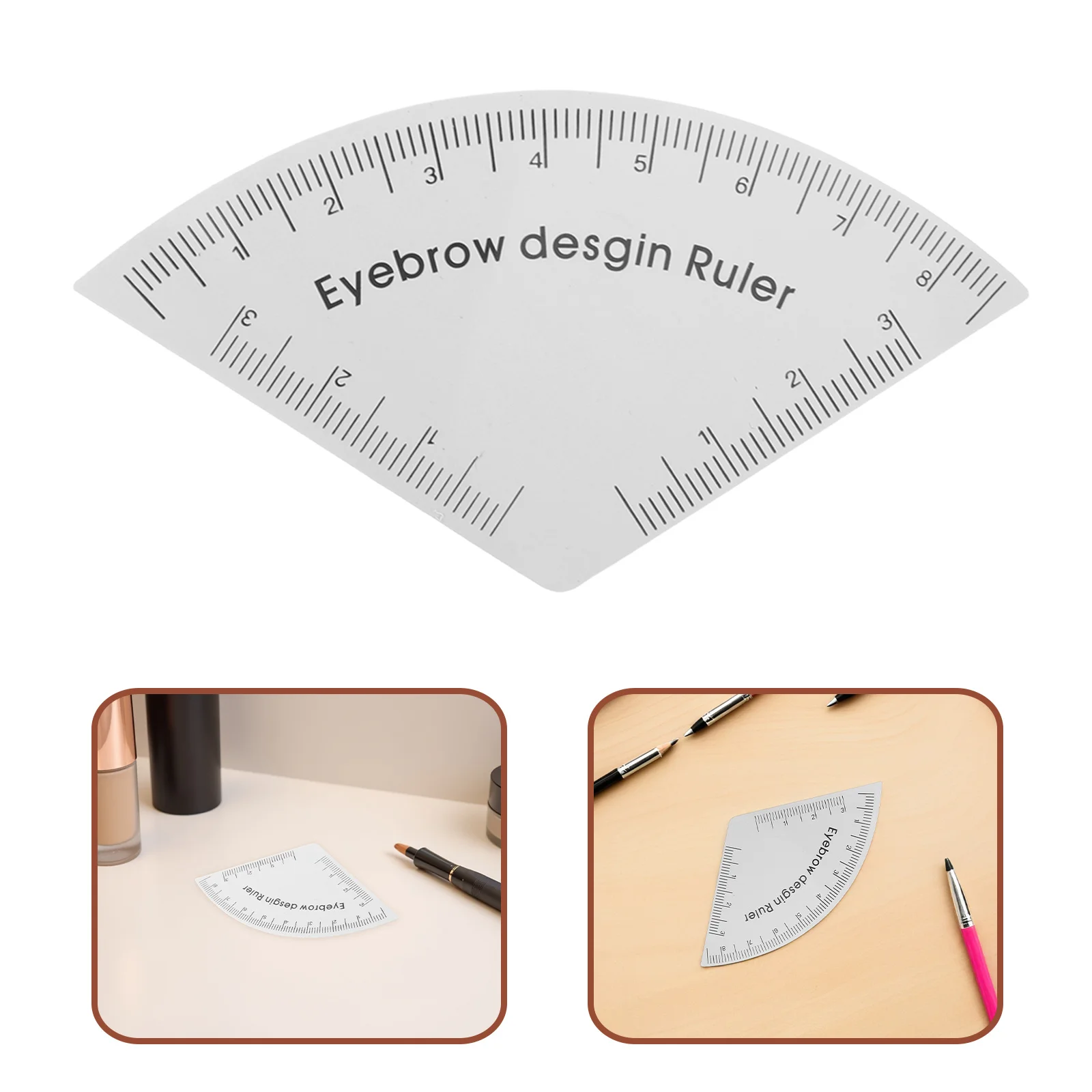 2 szt. Linijka do brwi do precyzyjnego mapowania brwi, przezroczyste narzędzie pomiarowe z PVC, szablon do modelowania, pomocniczy przyrząd do makijażu dla stylistów, symetria