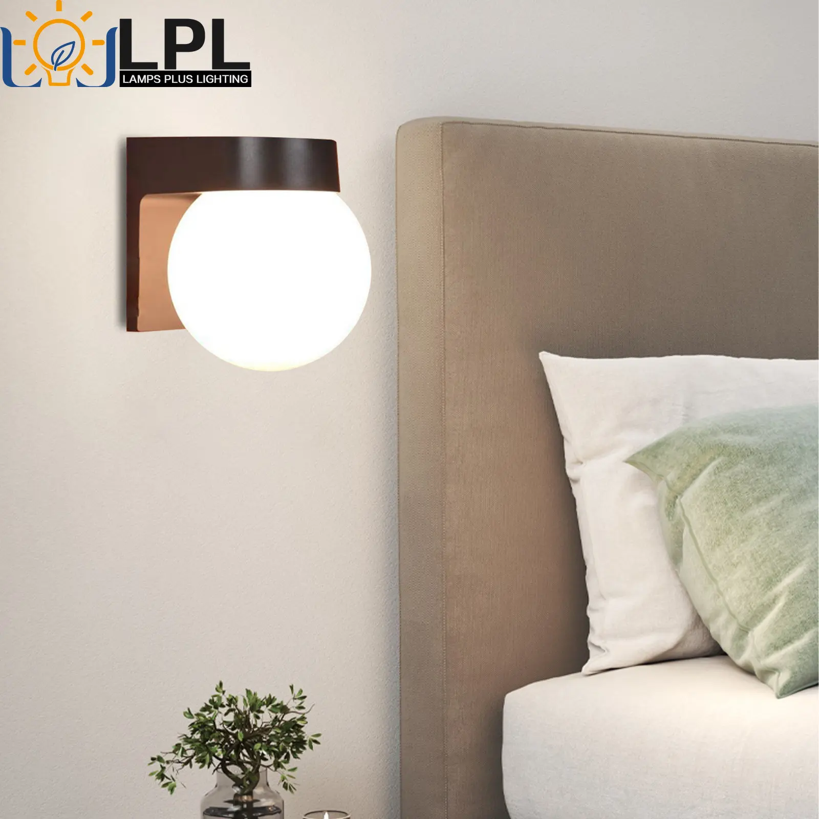 Modern Loft Villa Outdoor Porch Light Black LED Wall Lamp Black White PC Base Milky Acrylic Lampshade Ball Outdoor Wall Lights