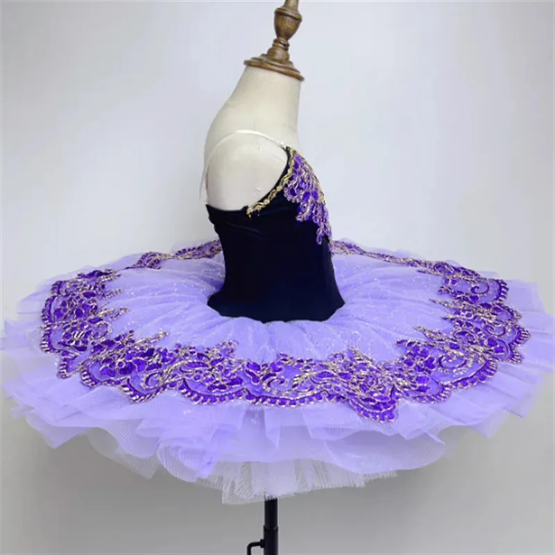 

qq023Girls Dress Performance Child Swan Lake Dance Costume Purple Professional Ballet Tutu Girls Kids Women Ballerina Dre