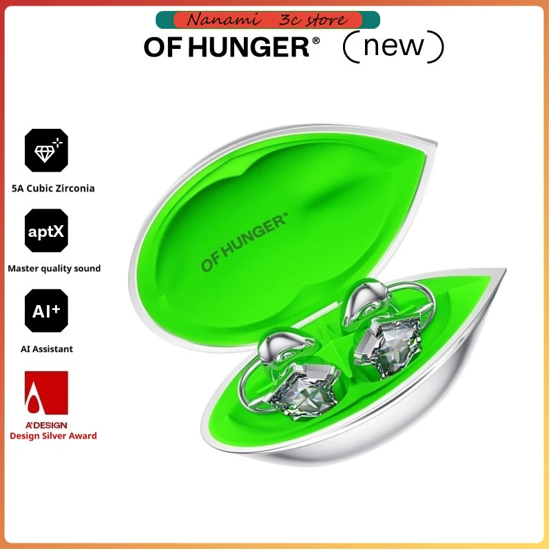 

OF HUNGER OHClip E-gems OWS Wireless Earphones 13MM Dynamic Drive 2 Mics ENC Dual Chips AI Earhook Fashion Accessories For Girl