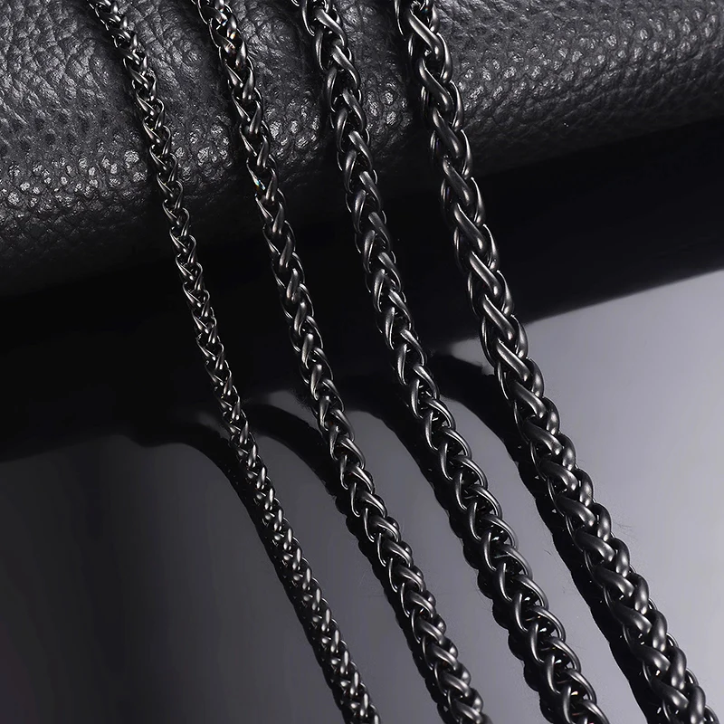 1 piece Stainless Steel Chain Necklace Width 3mm/4mm/5mm/6mm Black Color Keel Link Chain Necklace For Men Women Dropshipping