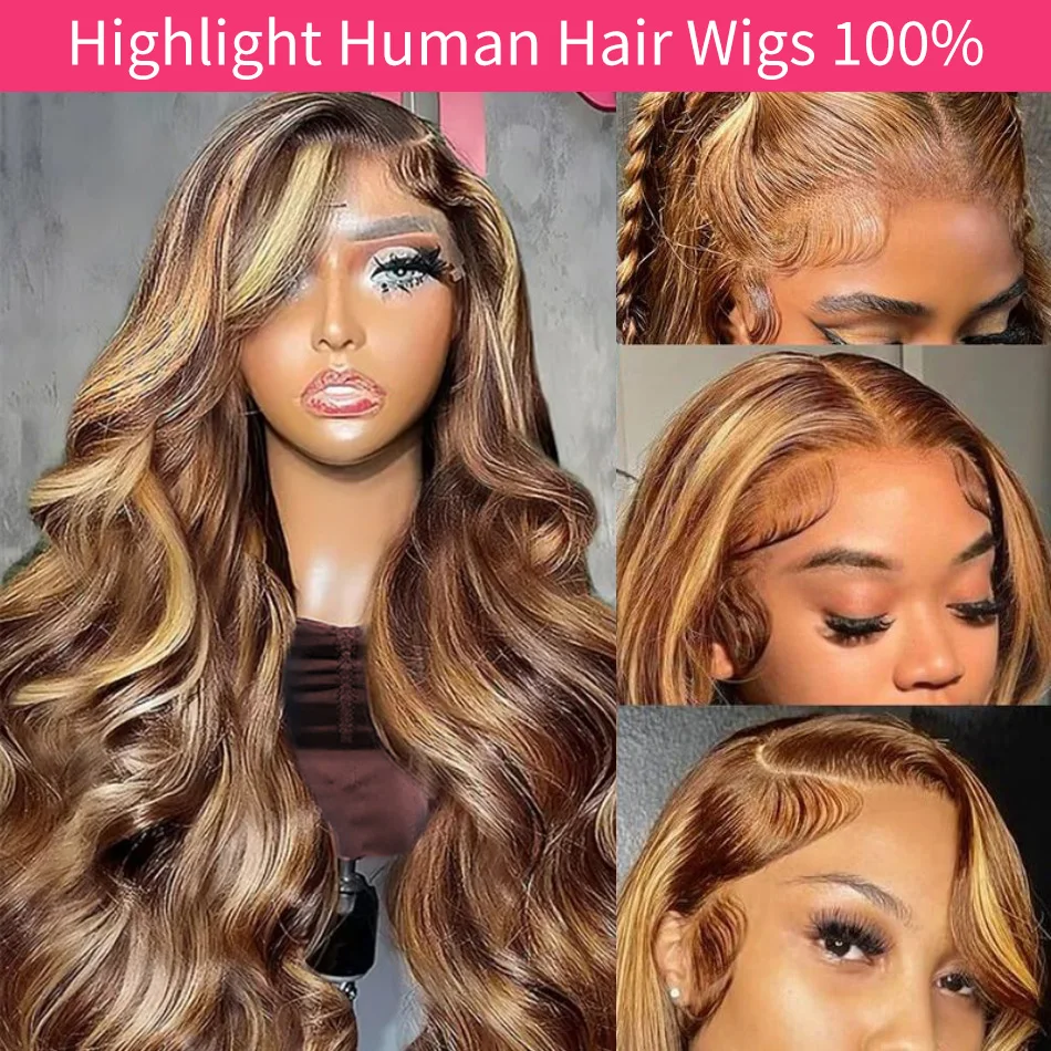 427 تسليط الضوء على شعر مستعار شعر الإنسان 13X6 Hd الدانتيل الباروكات الأمامية الجسم موجة خصلات الشعر المستعار الإنسان 100% P1B30 البرازيلي الدانتيل الجبهة الباروكات 30 38 بوصة #1