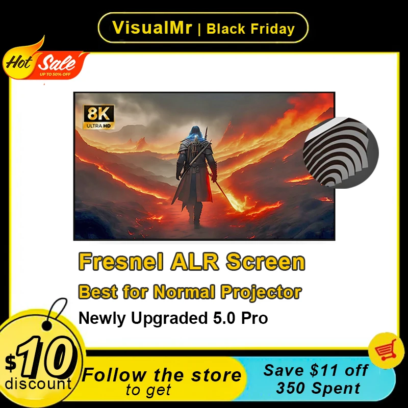 

Karlefu Fresnel 5.0 Pro ALR Проекционный экран Фиксированная рамка 1 см безель 4/8K HD Лучшее отклонение окружающего света для нормальных проекторов