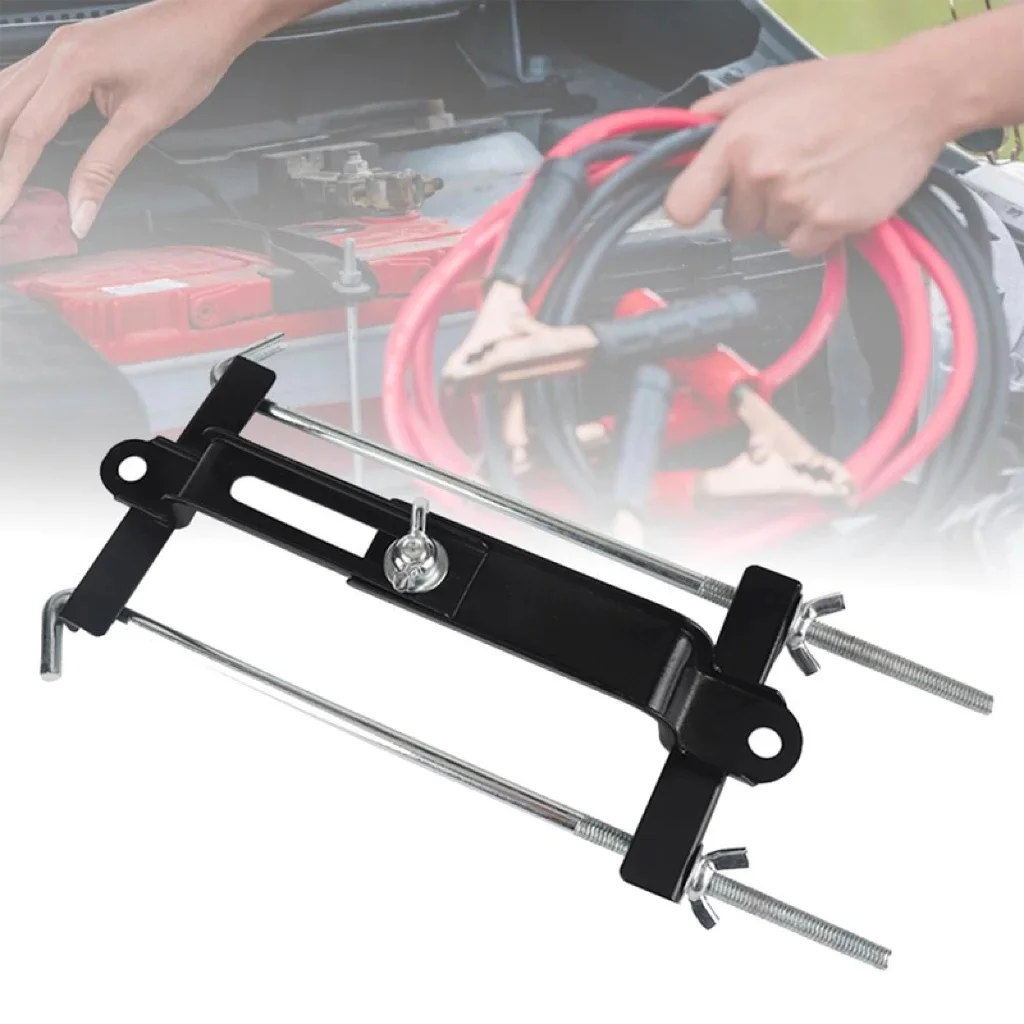 Premium Car Battery Hold Down for Tray, Adjustable Battery Crossbar with J Bolt (11inch/27cm bolts) Battery Tie Down Holder SUV view 2