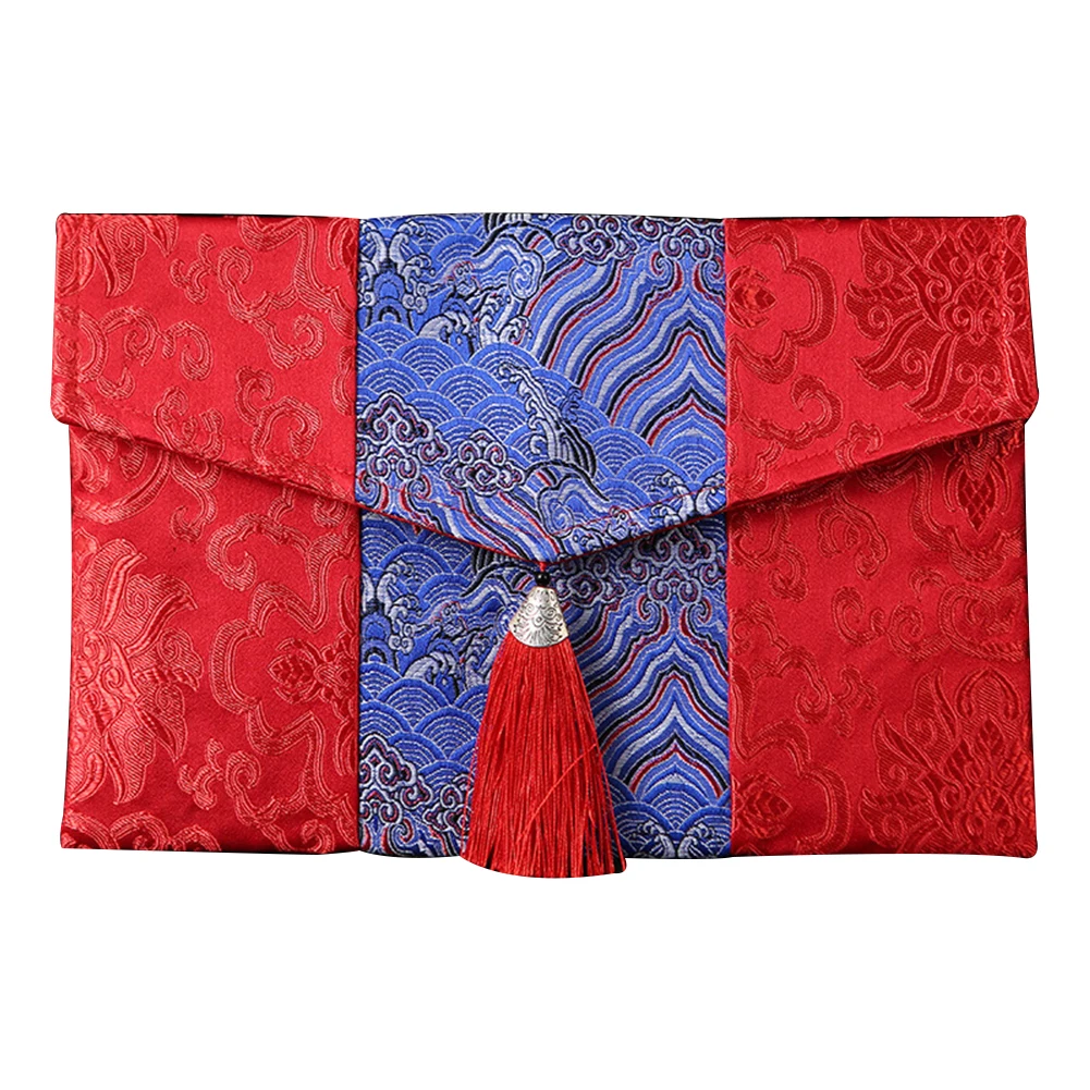 New Silk Chinese New Year Red Envelope Best Wishes Lucky Money Bag Red Packets Spring Festival Wedding Hongbao Gift Bag