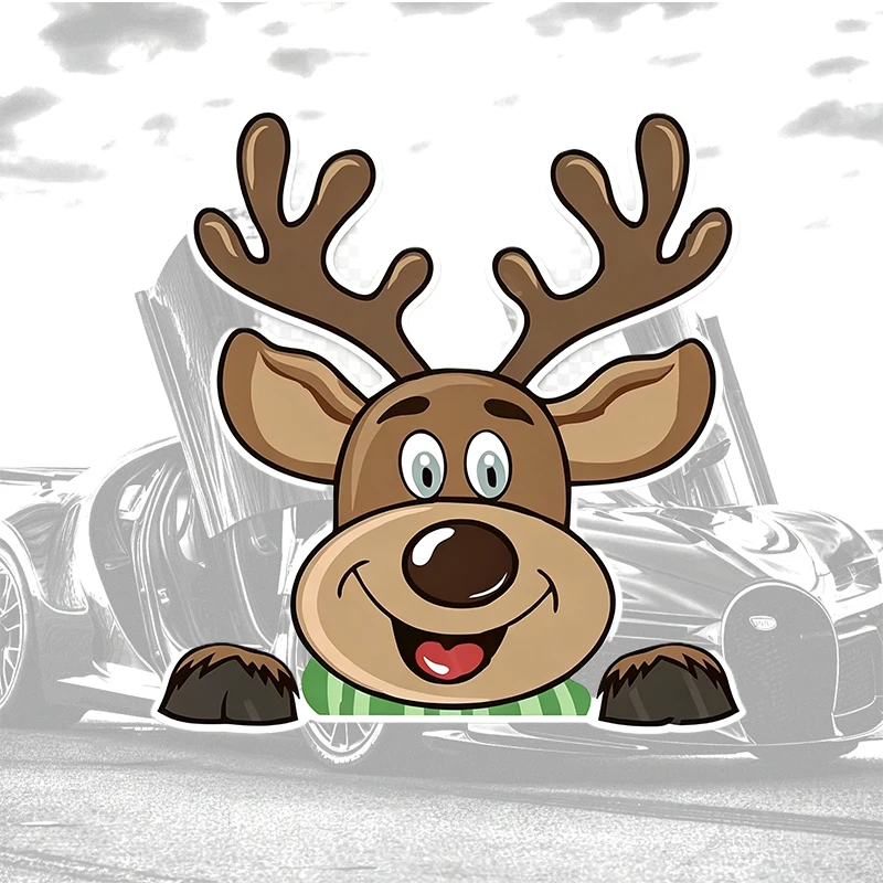 Car StickersWaterproof Durable Sticker Cute Cartoon Reindeer Decal for Car Indoor Outdoor DecorAuto Decor