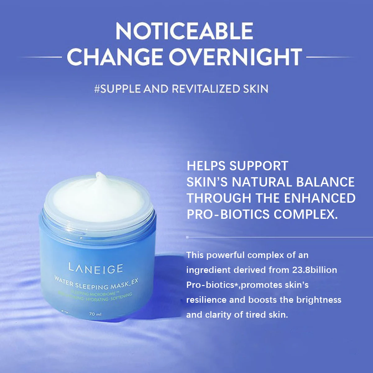 Masque de nuit hydratant LANEIGE 70ml, hydratation intense, soin de luxe, cosmétique coréen, K-Beaut