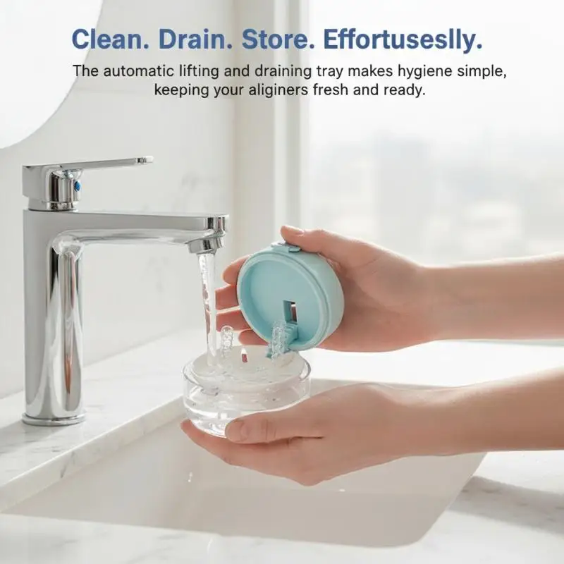 2 In 1 Leakproof Denture Retainer Case With Stackable Multi-layer Design