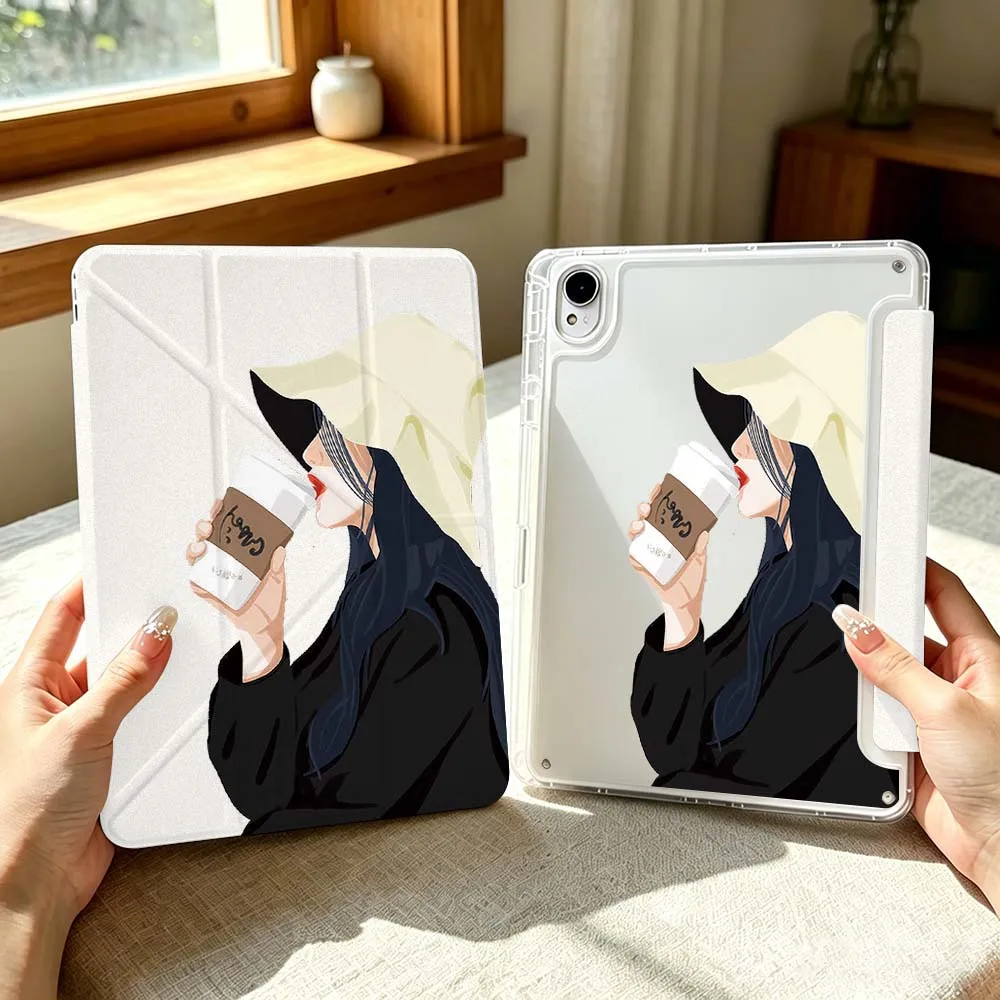 Cartoon Woman Drinking Coffee Cover For Huawei MatePad Pro SE Honor Pad 9 V9 GT X9 10.8 11 13.2 inch Pro 3Y Tablet Case