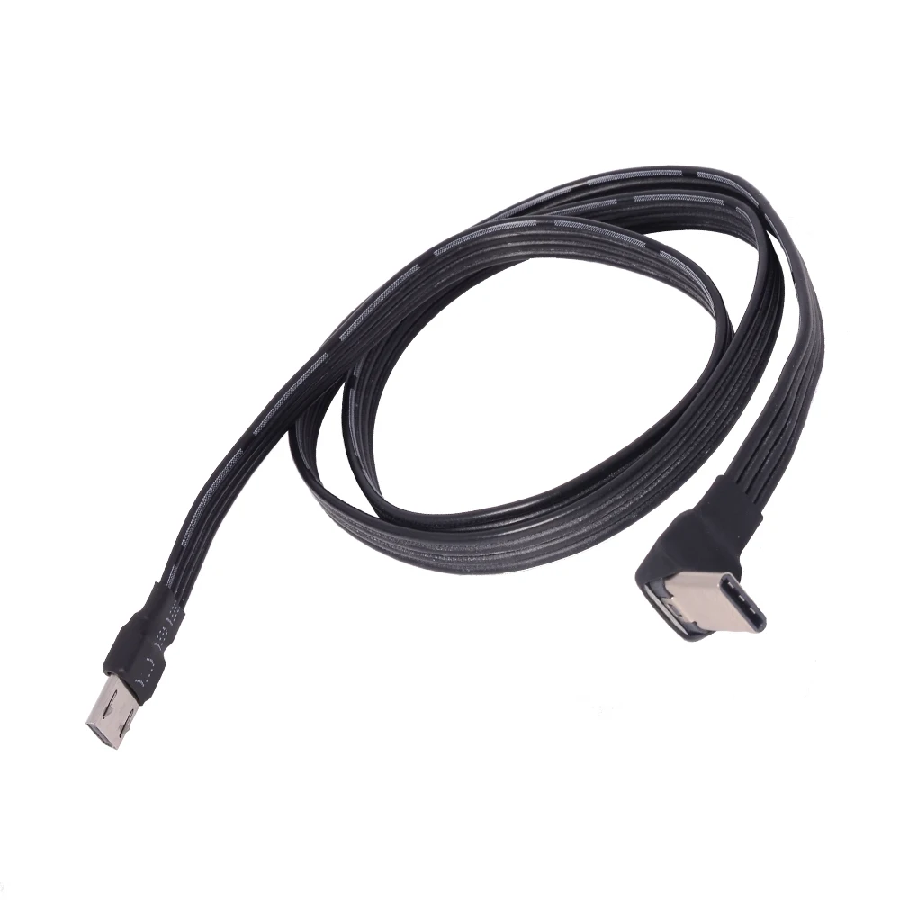 FFC USB 2.0 Type-c Up Down Angle 90 Degree Male To Micro USB Straight Male Flat Cable Flexible Extension FPV Adapter Data Cable