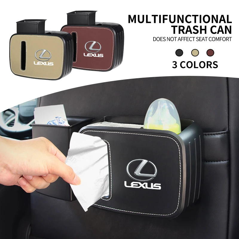 

Car Multi-Functional Trash Can Cup Holder 2-In-1 seat Back Hanging For Lexus IS250 IS200 CT200h GS300 LS430 RX450h LX570 IS300