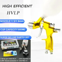 2024 GOLD Spray Gun 1.3/1.8mm High Quality HVLP Car Painting Gun With Mixing Cup No-Clean Tank For Car Painting