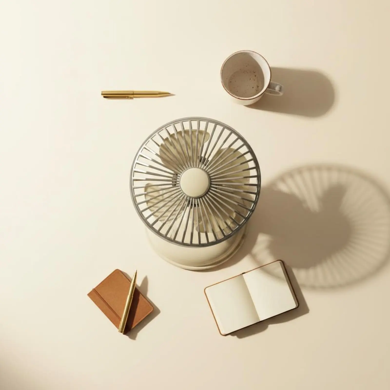 

Retro Desk Fan Adjustable Angle Battery-Powered Table Fan Quiet Functioning for Office, Bedroom
