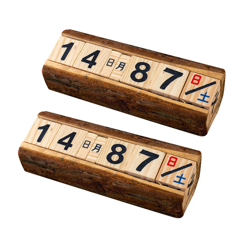 2 stuks DIY houten kalender handmatige desktop datumweergave creatieve tafel decor voor thuiskantoor klaslokaal vintage stijl