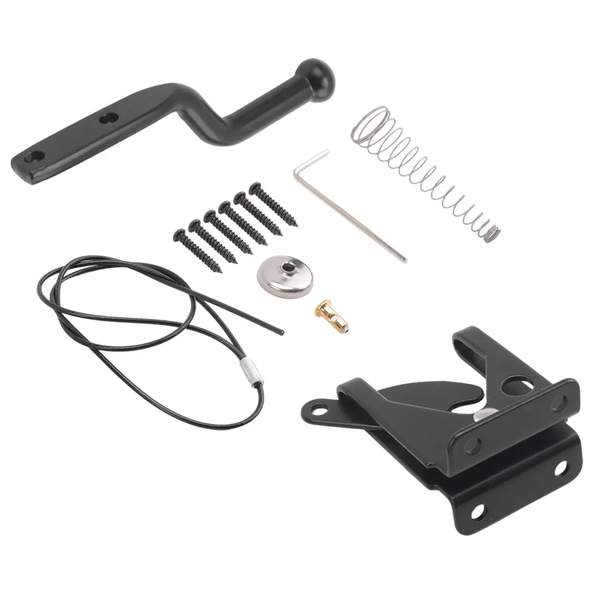 

ABNH Self Locking Gate Latch for Wooden Fence Heavy Duty, Steel Spring Cable Pull String Gate Hardware Gate Lock for Garden