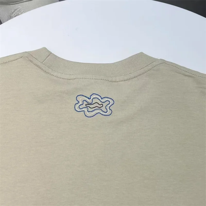 Goodbrand القطن الخالص قصيرة الأكمام الرجال النساء زهرة التطريز GOODBRAND عارضة تي شيرت أعلى المحملة