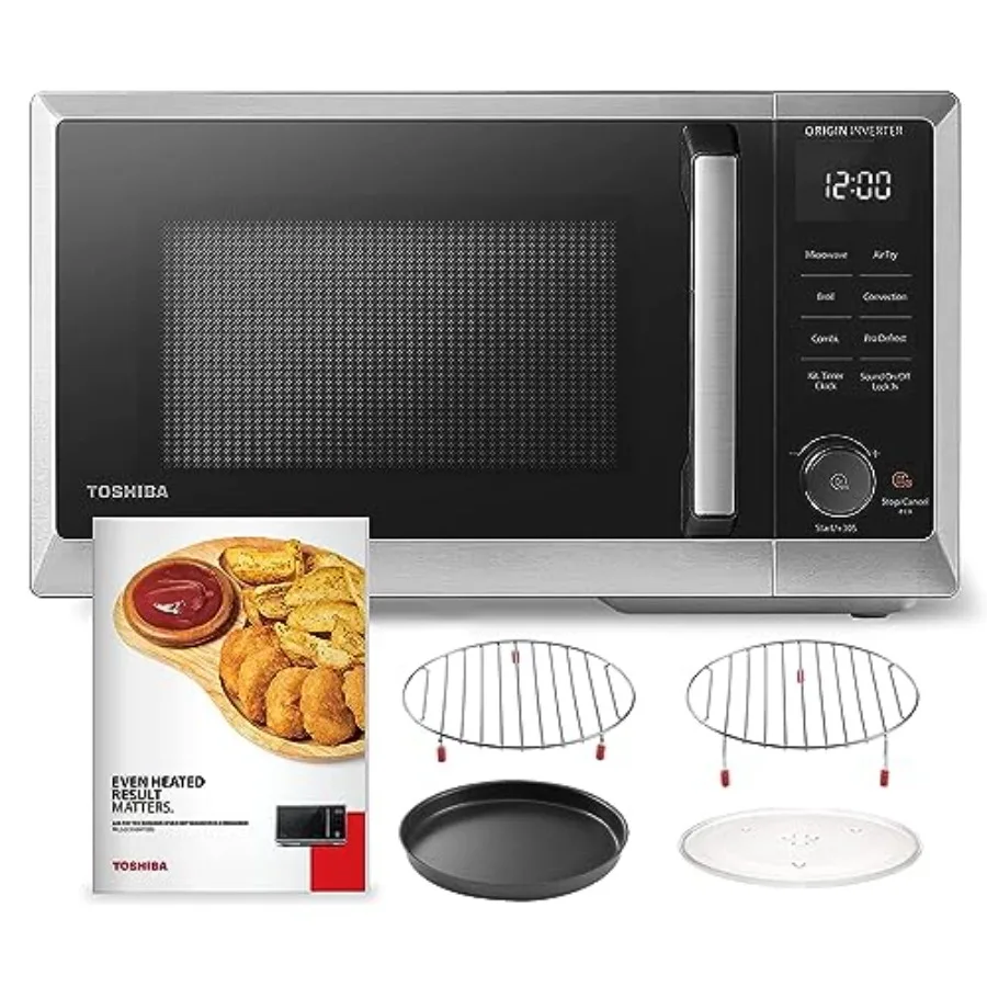 6-in-1 Inverter Countertop Microwave Oven with Stainless Steel Design Healthy Air Fryer Combo Air Fry Broil Convection Speedy C