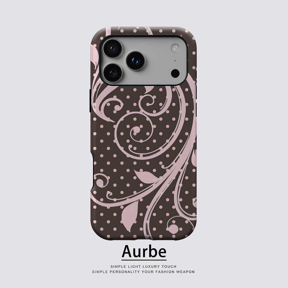 Rosa Schriftrollen & Polka Dots für Magnetische Handyhülle für iPhone 17 16 15 14 13 Pro Max Plus Ein-/Doppelschichtige Robuste Hülle