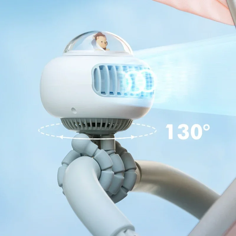 

Kids Handheld Small Rechargeable Fan Mini Fan Portable Stroller Fan Student Dormitory Silent USB Desktop Octopus