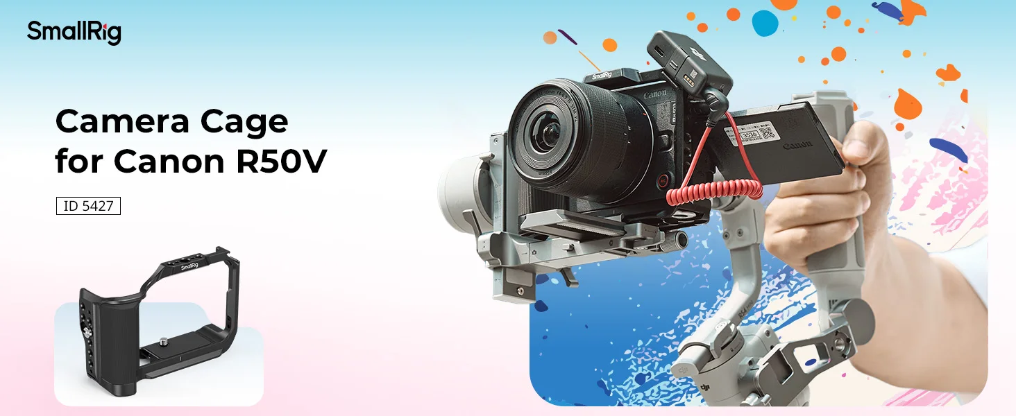 SmallRig Cage für Canon EOS R50 V mit Silikongriff und Arca-Swiss Schnellwechselplatte für Stative für DJI RS Stabilisatoren -5427 – Detail 1