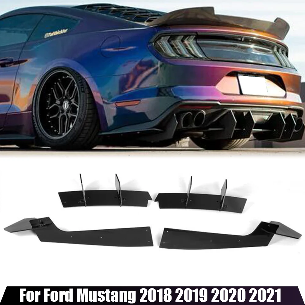 Labbro paraurti diffusore posteriore per Ford Mustang 2018 2019 2020 2021 nero inferiore Canard pinna piastra di protezione Spoiler Trim Splitter