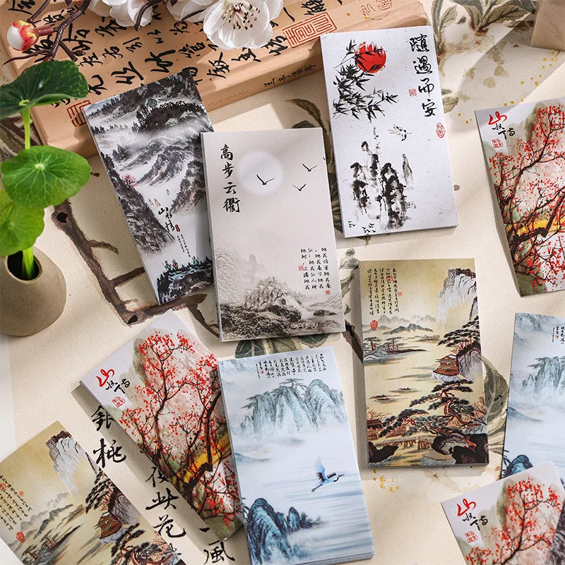 20 Pcs/pack Traditional Chinese Painting Stickers Vintage Self Adhesive Paper Sticker for Crafts Decor Envelope Bag Seal Diary