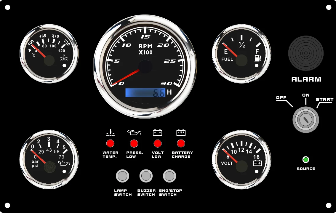 Newest 24V Marine Engine Instrument Gauge Panel Compatible All Vessels