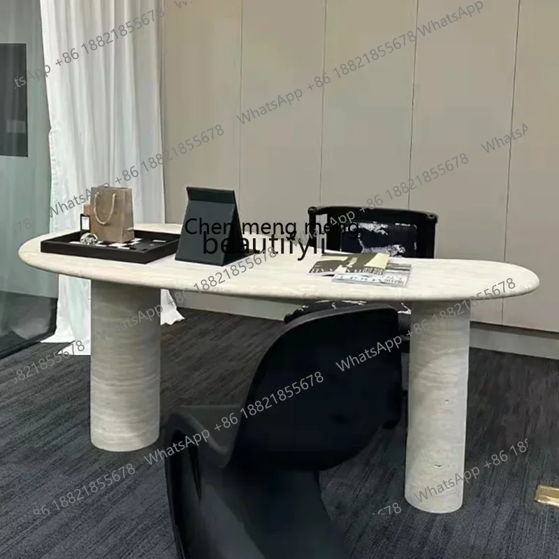 2003Natural Cave Stone Desk  Modern Minimalist Designer Mid-Ancient Misty Italian Minimalist Desk
