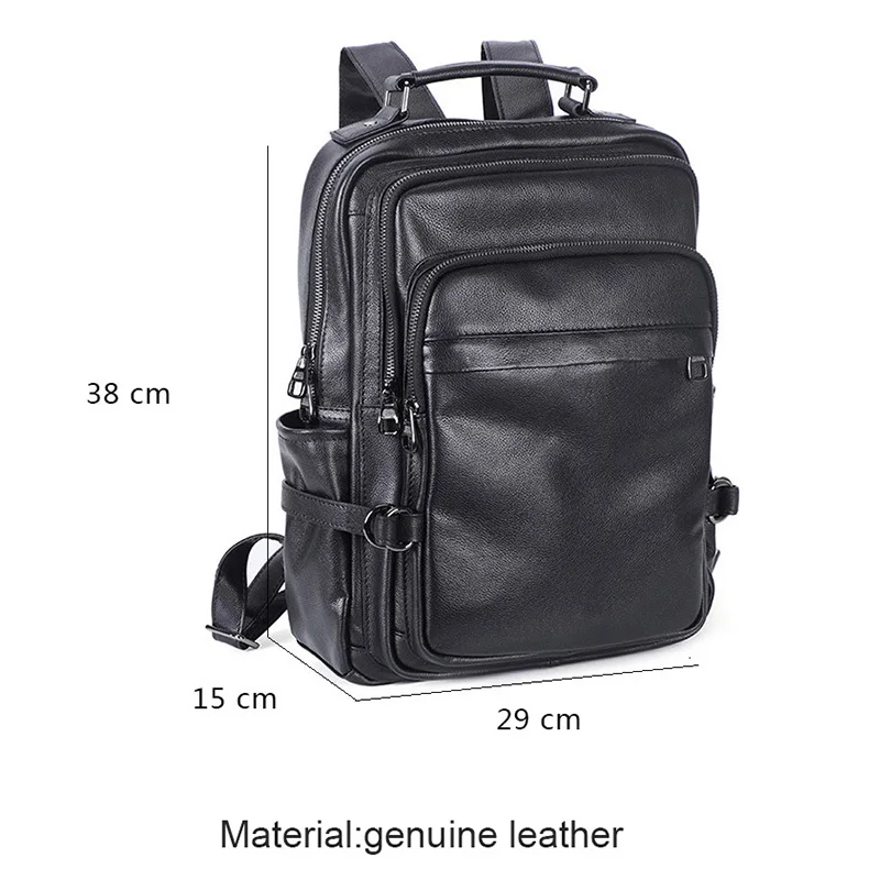 Top Layer Cowhide Leather Backpack Men\'s Leisure Laptop Bag New Leisure All-Match Travel Backpack Schoolbag Day Pack