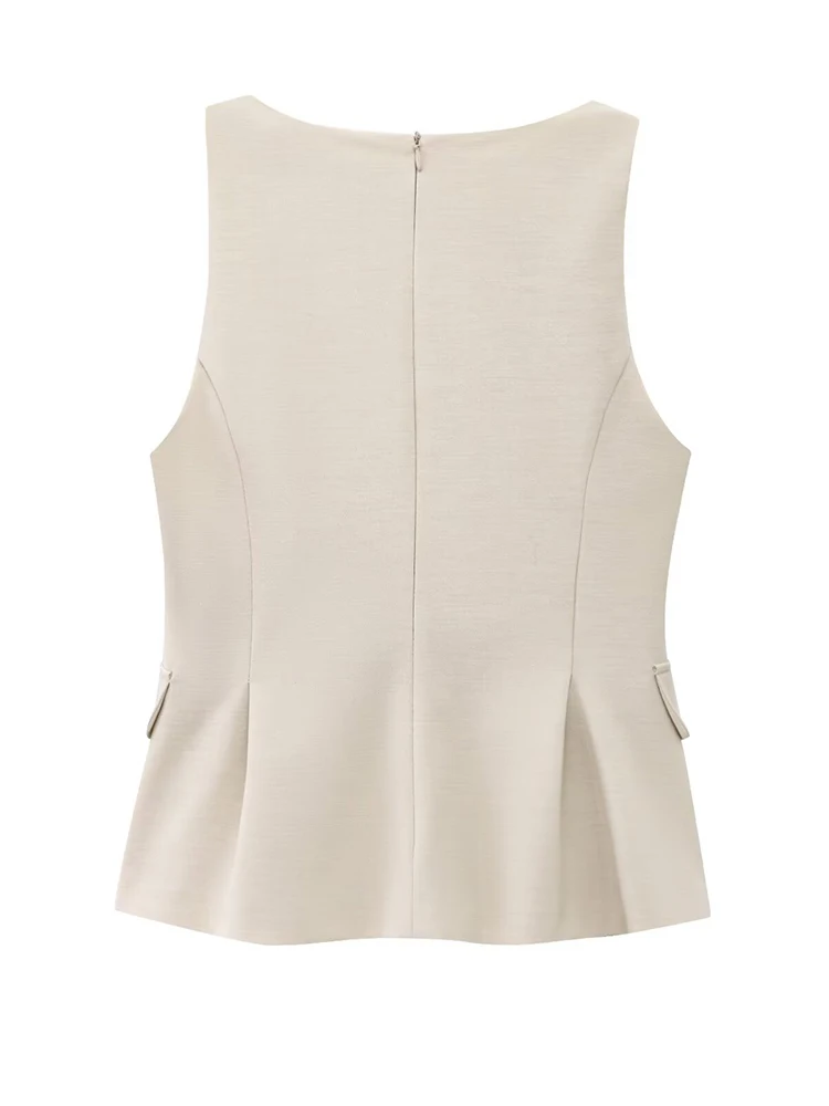 TFMLN ผู้หญิงกระโปรง Hem Tops ฤดูใบไม้ผลิฤดูร้อนแฟชั่น Chic V คอกระเป๋าเสื้อ Sweet Lady Causal Tops