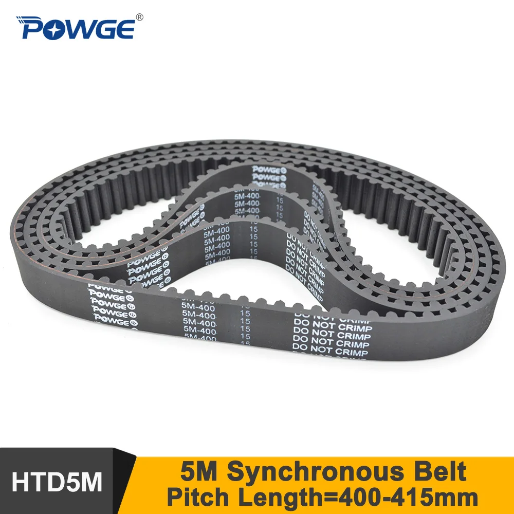 POWGE 400/405/410/415 5M Synchronous Belt Teeth=80/81/82/83 W=12/15/20 HTD5M Closed-Loop Timing Belt Pulley 400-5M 410-5M