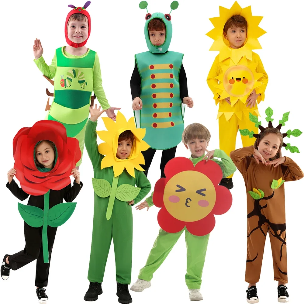 

Kids Boys Girls Cosplay Costume Sun Flower Tree Caterpillar Party Outfits Children's Day Performance Costume Halloween Carnival
