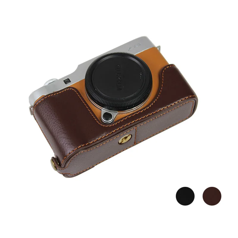 Real Genuine Leather Case Camera Video Bag Half Body Base for Fujifilm x-a7 xa7 xa5 xa10 xa20 Protective Opening Bottom Cover