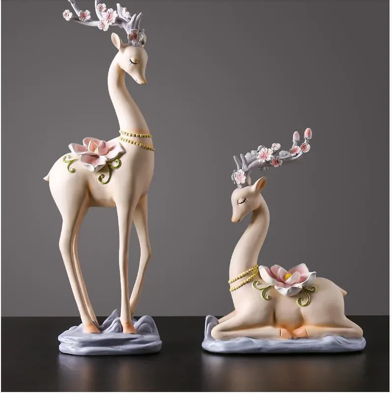 American Resin Deer Ornaments Accessories Home Livingroom Table Figurines Decoration Hotel Office Desktop Furnishings Crafts Art