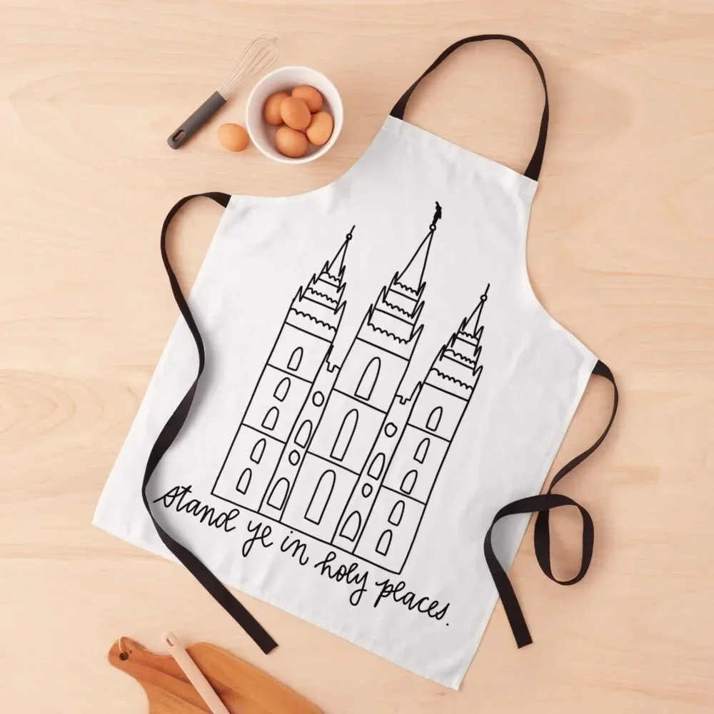 

Salt Lake City LDS Temple Stand Ye in Holy Places Apron nail tech supplies Women's Dress Apron