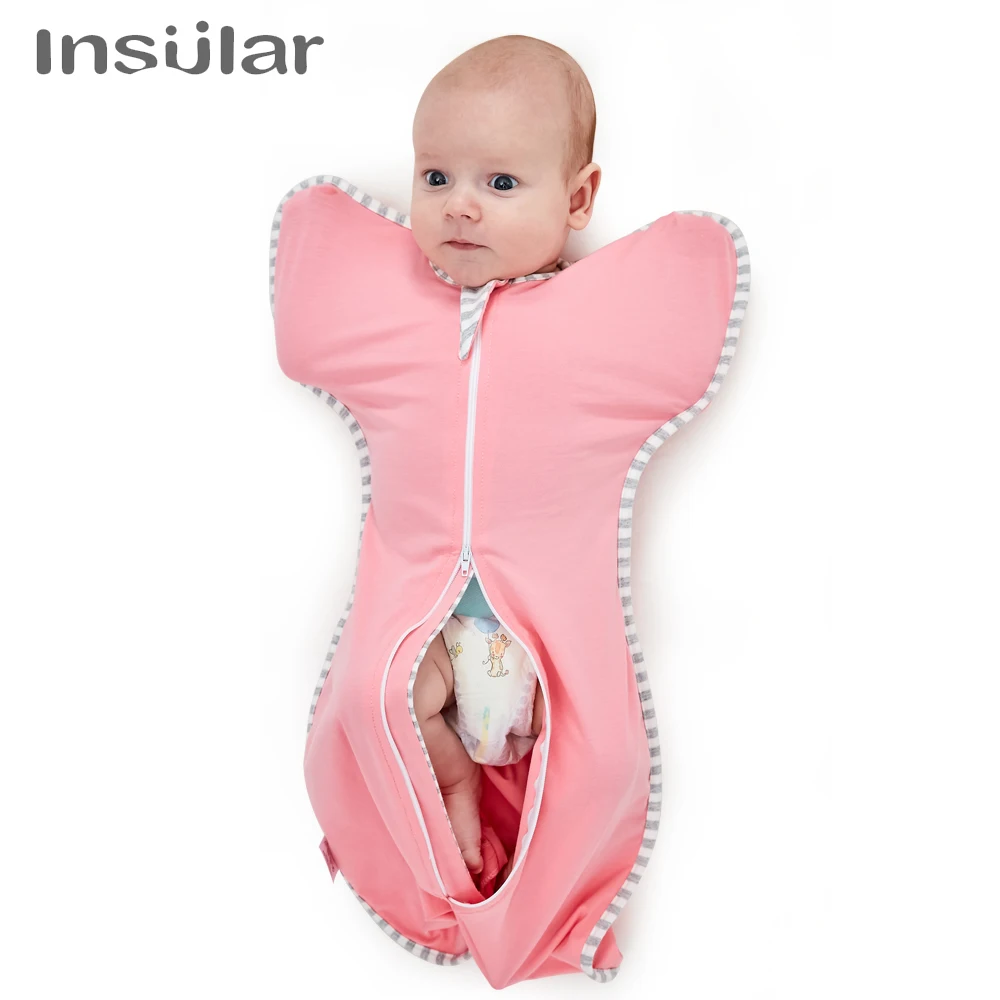 INSULAR 4 Seasons Baby Anti-shock Swaddle Bags Baby Cotton Elastic Swaddle Sleeping Bag De-sleeve