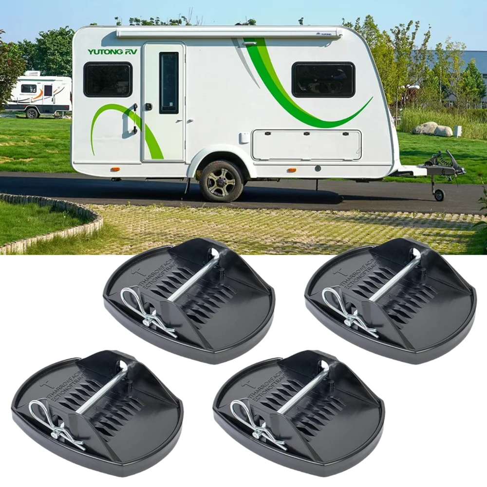 

4Pcs Universal Caravan Jack Pads Leveller Wheel Foot Leg Support Jacking Lift Pad Support Stand Adapter for Trailers RV