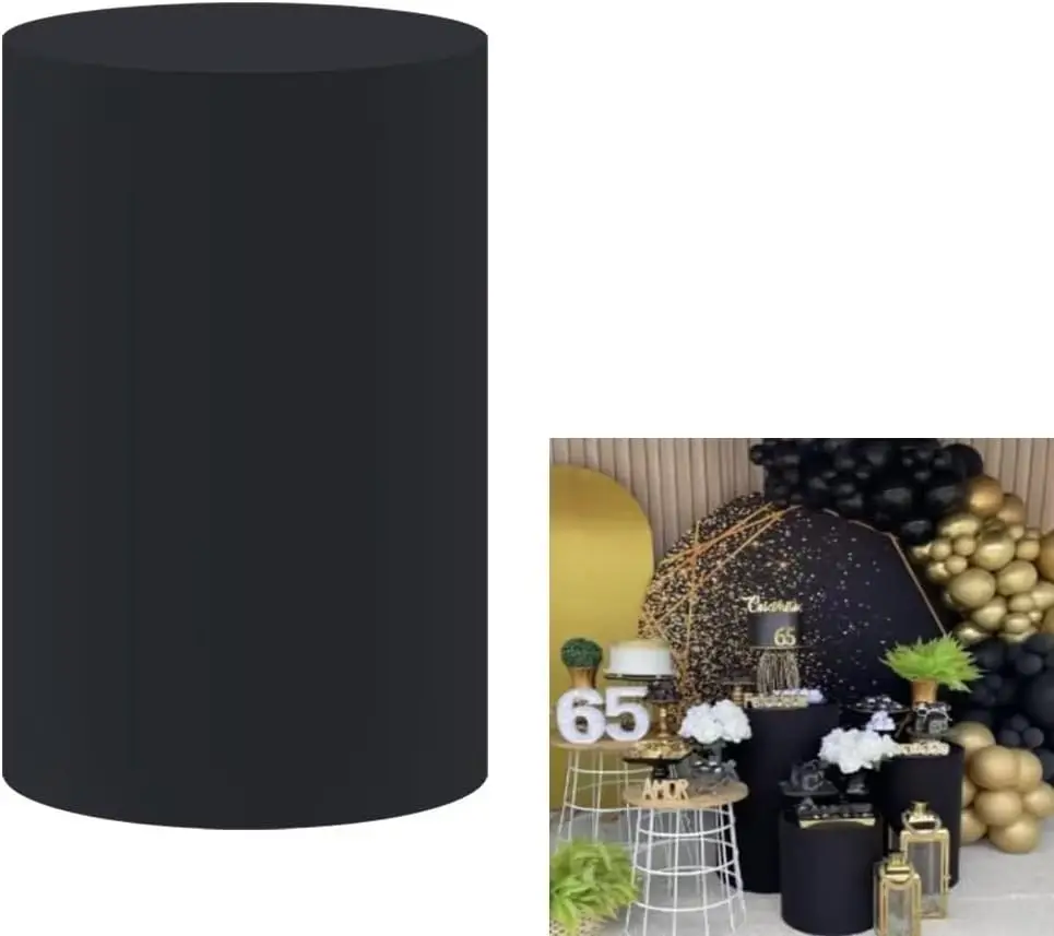 ขาตั้งจอภาพหุ้มแท่นสีดำ5ชุด/ชุดสำหรับงานเลี้ยงวันเกิดผ้าคลุมโต๊ะแบบยืดหยุ่นสำหรับอุปกรณ์ประกอบฉากงานแต่งงานงานรับขวัญทารก