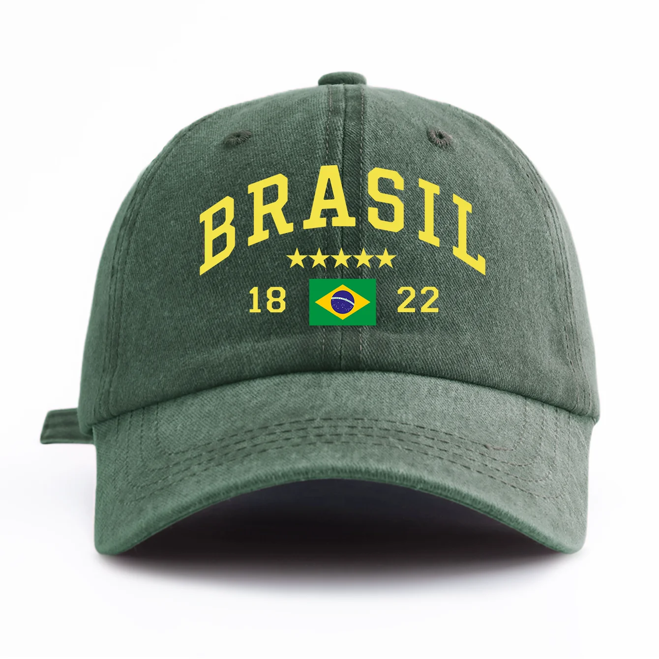 1pc BRASIL Print Washed Baseball Cap for Women,Minimalist Retro Style Casual Soft Adjustable Dad Hat,Perfect for Tralve,sports