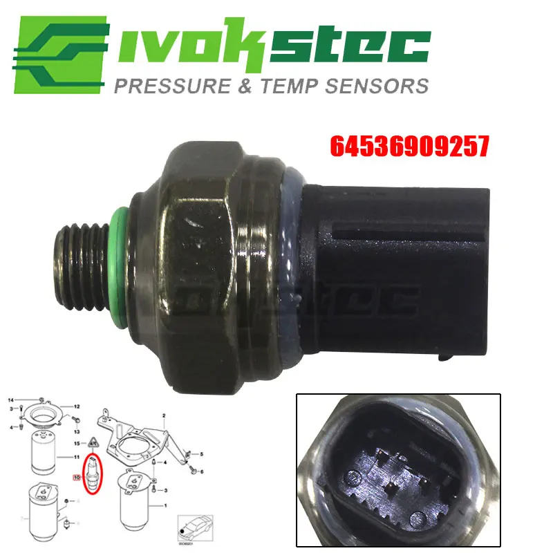 A/C Air Conditioning Pressure Sensor For BMW E60 F10 F30 F80 E90 E46 F80 F20 E88 X5 I3 Z4 MINI R57 R50 64539323658 64536909257