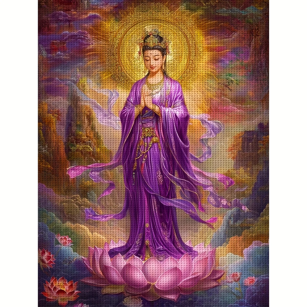 1PC36X46cm/14.17X18.11in,11CT Print Cross Stitch DIY Kit, Purple Divinity, Adult Beginner's Relaxed Cross Stitch Stitch