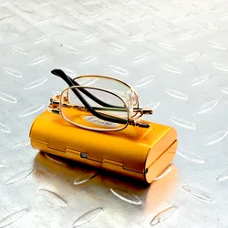 Gold Nickel-Copper Alloy Frame Reading Glasses Ultra-Light Portable Fold Full-Rim Spectacles +0.5 +0.75 +1 TO +6