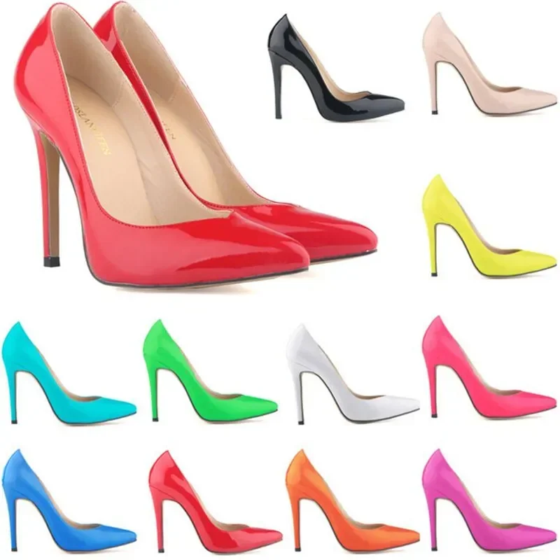 

LOSLANDIFEN Spring Women Pumps PU Slip On 11CM Thin Heels Pointed Toe Candy color wedding Party OL Office High Heels Woman shoes