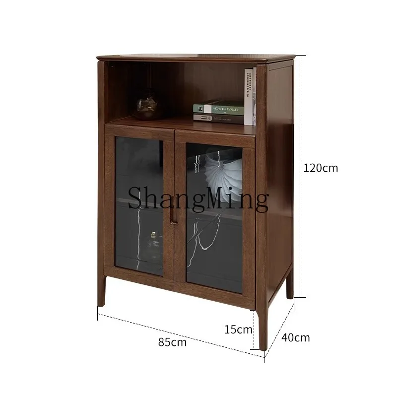 

ZHB modern simple all-solid wood high cabinet TV side living room home wine storage cabinet