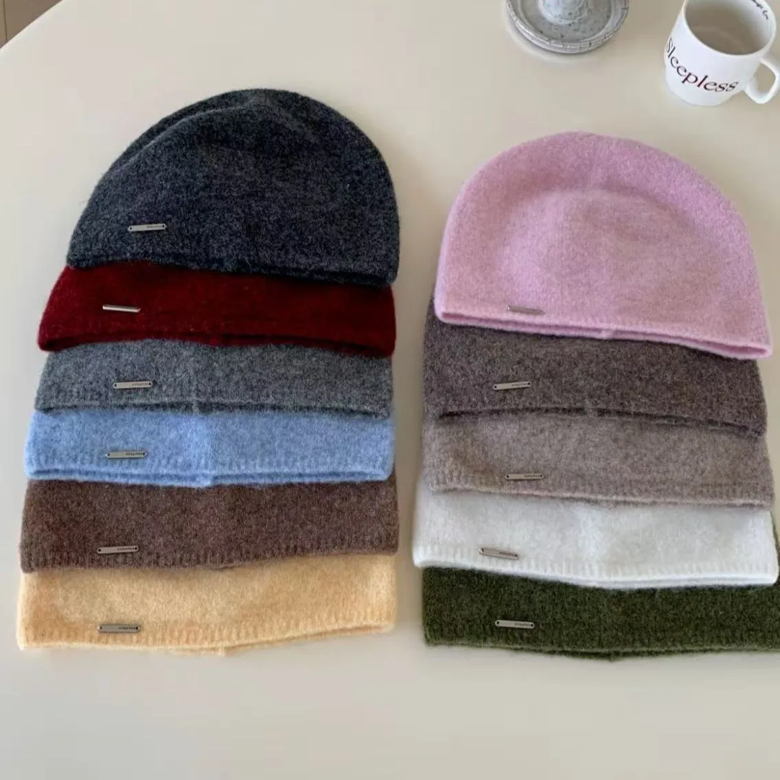 Solid Color Small Label Knitted Warm Balaclava Simple Versatile Ear Protection Autumn and Winter Cold Hat Unisex Wool Hat
