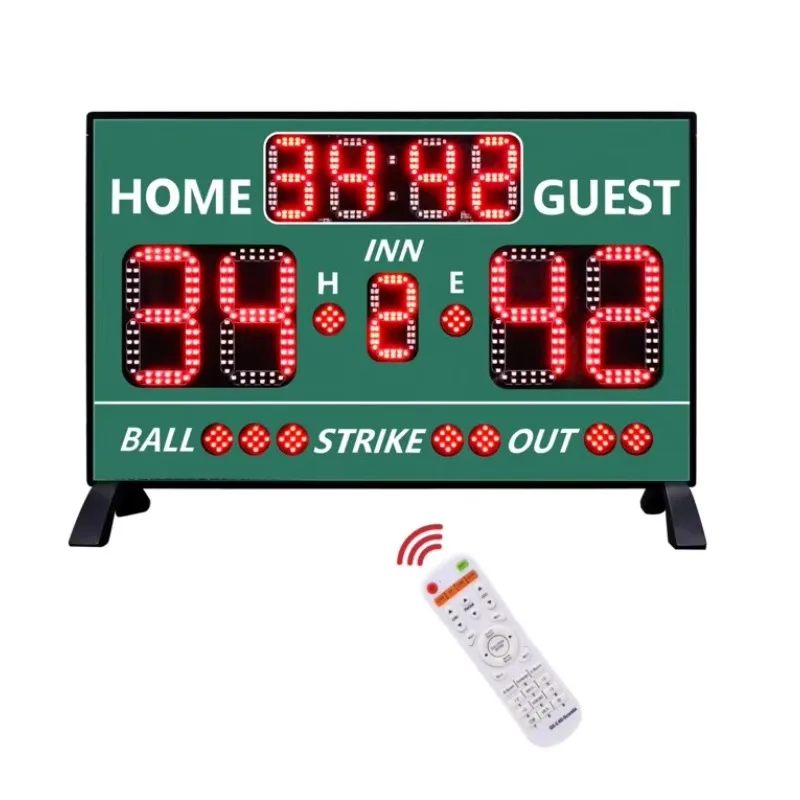 New Rechargeable Light Emitting Diode Timer Bureau Display Electronic Digital Softball Baseball Scoreboard with Remote Control