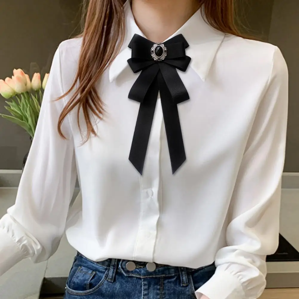 Beautiful Delicate Female Formal Blouse Bowknot Collar Pin Strap Fixing Clothing Accessories Shirt Bowknot for Role Play