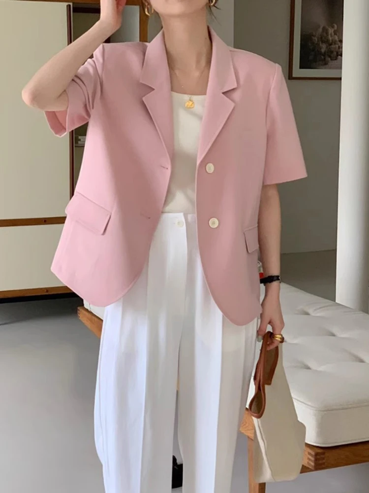 Luźny Krój Uniwersalny Damski Żakiet Letni Nowy Jednorzędowy Koreański Styl Dojazdy do Pracy Regularny Krój